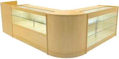 Vega led winkel toonbank set - esdoorn - 150x60x90cm - 4-delig