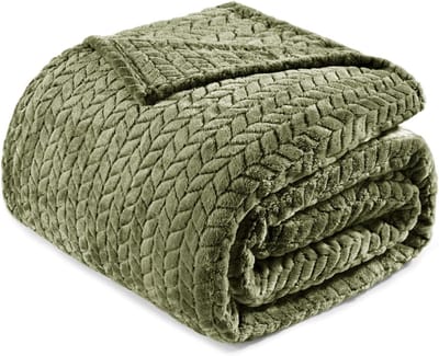 Dubbele flanellen fleece deken 230 x 168 cm - zachte jacquard geweven bladeren patroon