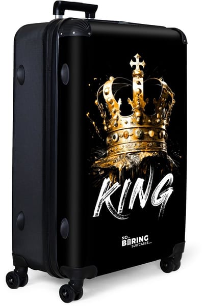 NoBoringSuitcases.com® - Koffer groot - Reiskoffer lichtgewicht - Graffiti letters 'King' onder een gouden kroon - Rolkoffer met 4 wielen - Grote trolley XL - 98 liter bagage