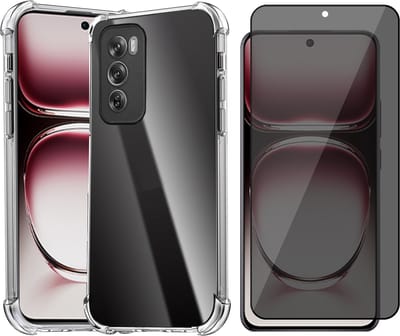 Hoesje geschikt voor Oppo Reno 12 - Privacy Screenprotector Volledig Dekkend Glas - Shockproof Transparant
