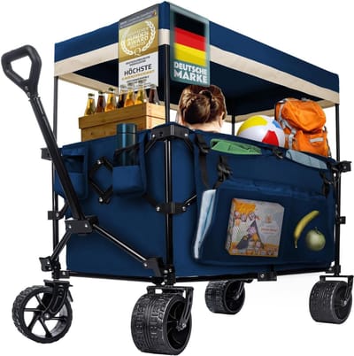 Zyrex® Bolderkap Opvouwbaar Luchtbanden - Bolderkar - Bolderkar Opvouwbaar - 150 kg - Blauw - 90cm x 50cm x 100cm