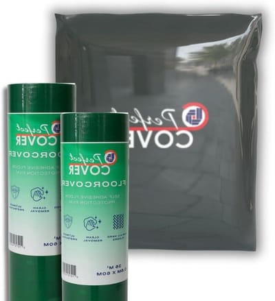 Vloerfolie 60CM x 60M - Zelfklevend Vloerbescherming – Tapijtbeschermerrol - plastic afdekfolie - Waterdichte PE-beschermfolie - Trappenbeschermfolie voor schilder-, renovatie