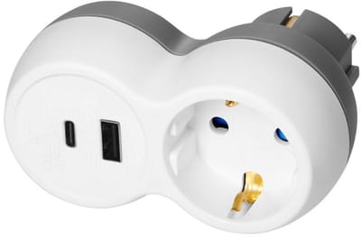 Orno Doorvoerstekker - 1 stopcontact - Met USB-A & C - Splitter met max 3680 Watt - Wit