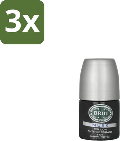3 x Brut – Deodorant Roller – Musk - 50 ml - Anti-transpirant - Roll-on - Musk - Mannelijke Geur - Langdurige Bescherming