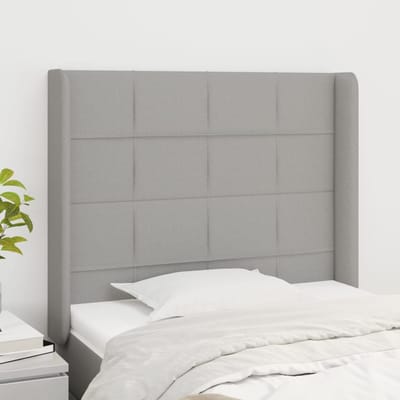vidaXL - Hoofdbord - met - randen - 83x16x118/128 - cm - stof - lichtgrijs