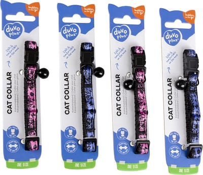 Duvoplus - Halsband Voor Dieren - Kat - Kattenhalsband Kant Nylon 20-30cm / 10mm Blauw/roze - 1st