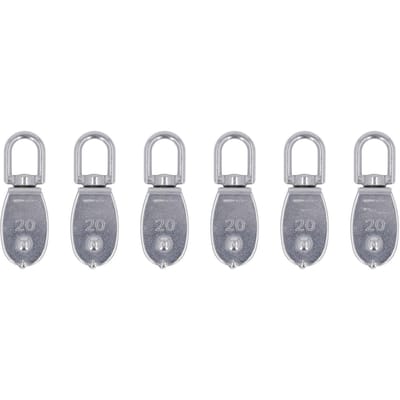 6 Stuks Katrolblok RVS M20 75kg Lager Draaibare Katrolwiel met M7 Veerhaak