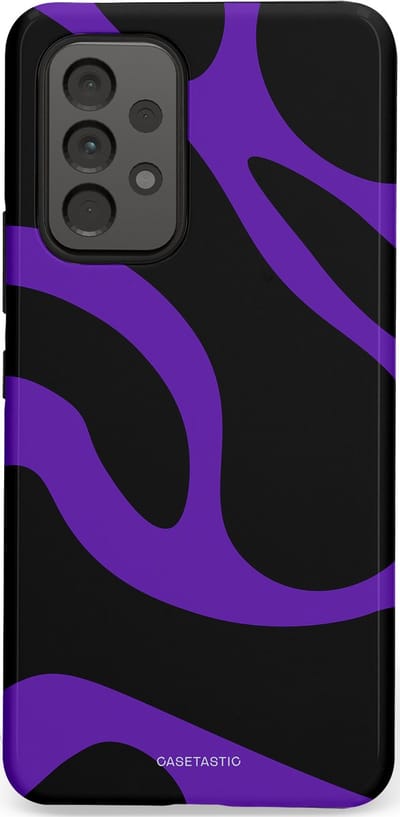 Casetastic Hoesje Geschikt voor Samsung A53 - Stijlvolle Beschermende Duo-layer Case - Golven van Paars en Zwart