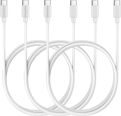 3x USB C naar USB C Kabel Wit - 1 meter - Oplaadkabel voor Samsung Galaxy M56 5G / M55 5G / M33 5G / M23 5G / M15 5G / M14 5G / F56 5G / F55 5G / F23 / F16 5G / F15 5G / C55 5G