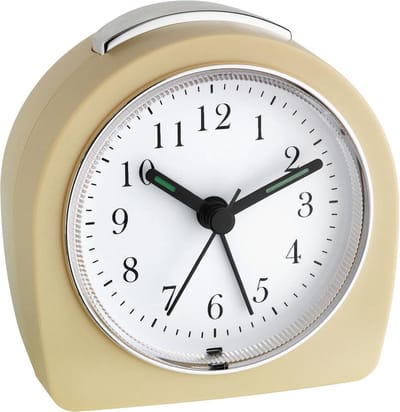 TFA 60.1021.09 - Wekker - Analoog - Quartz - Stil uurwerk "Sweep" - Alarm - Snooze - Achtergrondverlichting - Beige/Crème