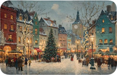 Badmat 80x50 cm - Antislip - Kerstsfeer - Stadsplein - Kleurrijk - Badmatten voor badkamer - Badkamermat - Douchemat - Badkamer mat