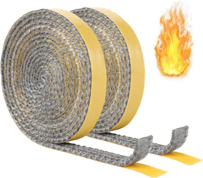 2 mm Dikke Oven Sealing Tape, Hittebestendige Exhaust Sealing Tape tot 550 °C, Zwart, 2 m Lengte, Zelfklevende Sealing Tape voor Open Haarden en Kachels