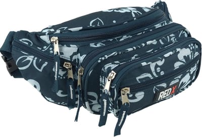 Canvas heuptas voor dames en heren - funky fanny pack met hibiscus print - navy