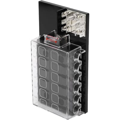 Automotive Bladszekeringkast 12-weg Waterdichte ABS Behuizing Auto Bladszekeringblok Houder 12-36VDC gray