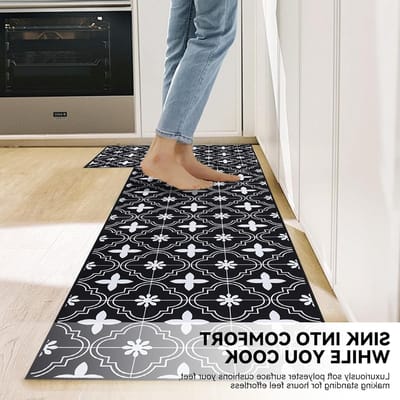 2 Pcs Antislip Keuken Tapijt Sets, Wasbare Vloermatten voor Keuken, Hal en Eetkamer Decoratie