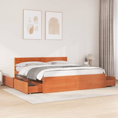 vidaXL - Bedframe - zonder - matras - massief - grenenhout - wasbruin - 180x200 - cm