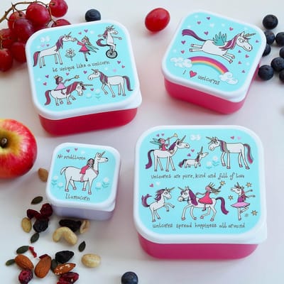 Eenhoorn kleine snackboxjes snackdoosjes set 4 stuks - Tyrrell Katz