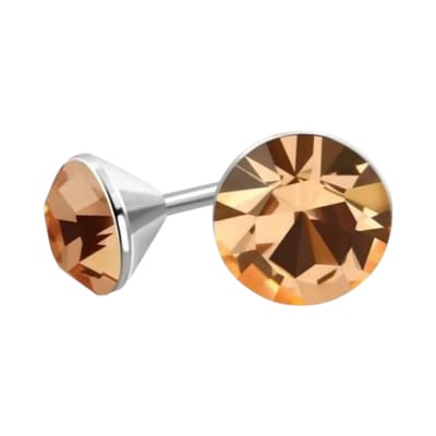 Aramat Jewels | Oorbellen | Stalen Kristal Oorbellen met champagnekleurig steentje – Zilverkleur – 4mm | | | |4mm | Staal | Kinderen, Volwassenen | Verkleurd niet