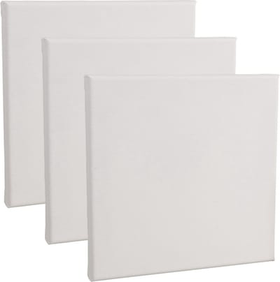 Handbespannen canvas schildersdoek - 3x - 20 x 20 cm - wit - schilderijen maken - kinderen/volwassenen