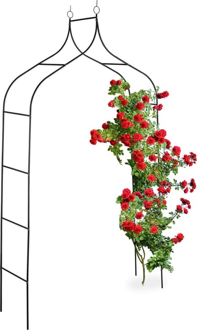 tuinboog metaal - 255 x 140 x 38 cm - voor klimplanten - weerbestendig - zwart