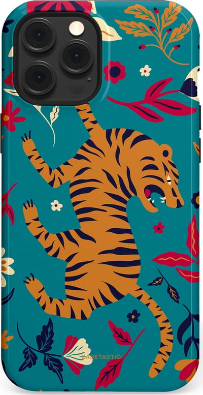 Casetastic Hoesje Geschikt voor Apple iPhone 12 Pro Max Magsafe - Stijlvolle Beschermende Duo-layer Case - Gouden brul