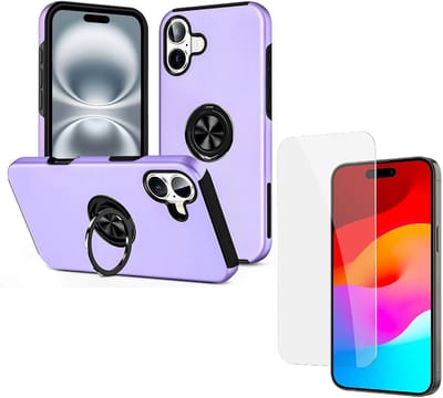 Backcover Shockproof Inclusief Screenprotector Gehard Glas - Hoesje Geschikt voor: iPhone 16 Plus - Paars