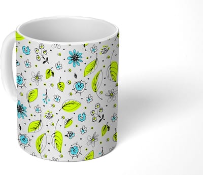 Mok - Koffiemok - Flora - Bohemian - Patronen - Fantasy - Bloemen - Mokken - 350 ML - Beker - Koffiemokken - Theemok