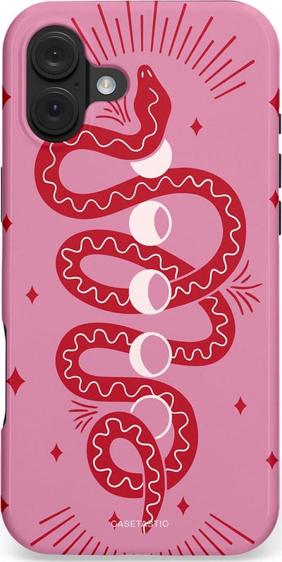 Casetastic hoesje geschikt voor Apple iPhone 16 Plus - MagSafe - Dubbellaagse bescherming - Eclipseslang - Fashion Case - Lila Koraal