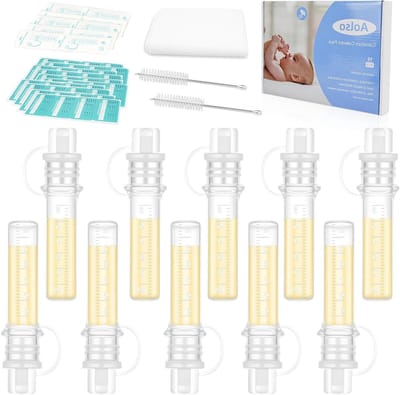 Herbruikbare Colostrum Collector Set van 10 Stuks, Silicone Borstvoeding Collector, BPA-vrij en Multifunctioneel met Katoenen Schoonmaakdoek