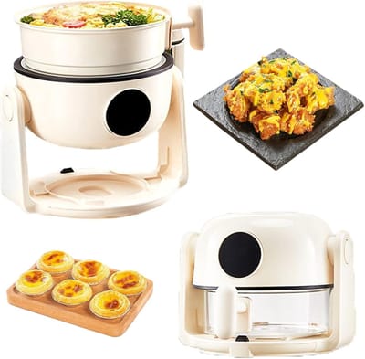 Luchtfriteuse met Kijkvenster - Heteluchtfriteuse Dubbele Modus - Compact Koken - Panoramisch Glazen Pot