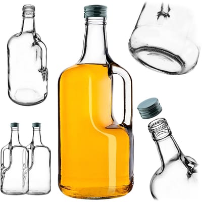 KADAX Boude 1750ml glazen fles met oor met groene dop 2 stuks.