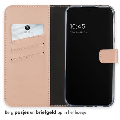 Selencia Hoesje - Geschikt voor Samsung Galaxy S24 FE - Echt Lederen Bookcase - Dusty Pink