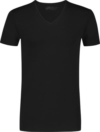 Ten Cate Basics organic cotton stretch t-shirt v-hals zwart 2-pack voor Heren | Maat XL