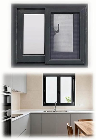 Geluiddicht Schuifraam - Horizontaal Raam - Ruimte Verbeteren - Gehard Glas - 29 x 21 Inch - Zwart