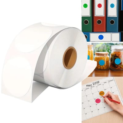 Ronde Kleurstickers – 500 stuks op Rol – 2,5 cm – Witte Plaklabels – Zelfklevende Markeerstickers – Etiketten voor Kantoor, School & Organisatie – Duurzame Labelstickers