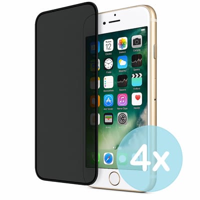Privacy Screenprotector Geschikt voor iPhone 6s – Anti-Gluren – Krasbestendig Gehard Glas 9H – Volledige Dekking – 4-Pack – FuturiQ