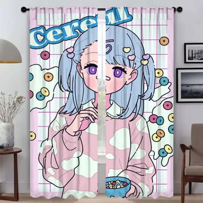 Anime Meisje Huis Interieur Gordijnen voor Camera Woonkamer Gordijnen Jaloezieën Keukengordijnen 2 Stuks Shades Halloween Decoratie W50xH70cmx2pcs-CL