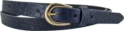 Navy Leren Dames Riem | Gouden Gesp | 2cm breed | Riemmaat: 85 (totale lengte: 100cm) | 100% echt leer | Nikkelvrije gesp | Kleur: navy