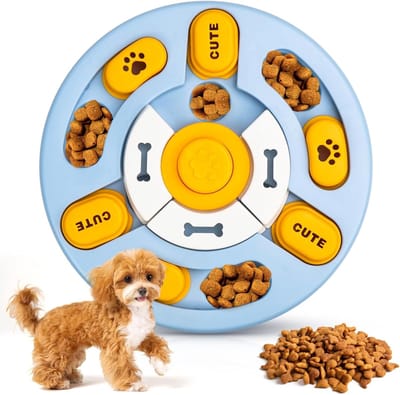 Honden Speelgoed - Puzzel Voerbak Intelligentie Speelgoed - Slow Feeder voor Honden & Katten - Educatief + Antislip - Blauw