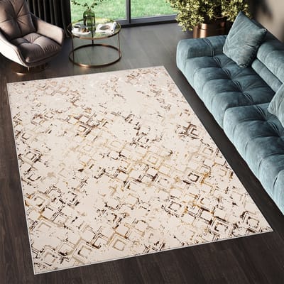 Tapiso Golden Vloerkleed Tapijt Beige Laagpolig Maat- 80x150