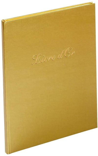 Exacompta 2x Gastenboek Balacron omslag met opschrift Livre d'Or - 100 pagina's - 27x22cm verticaal - Goud - 4989E