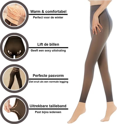 Sorprese Fleece Legging - Thermo Legging S/M - Beige Doorschijnend - Fleece Panty - Warme Legging - TikTok Legging