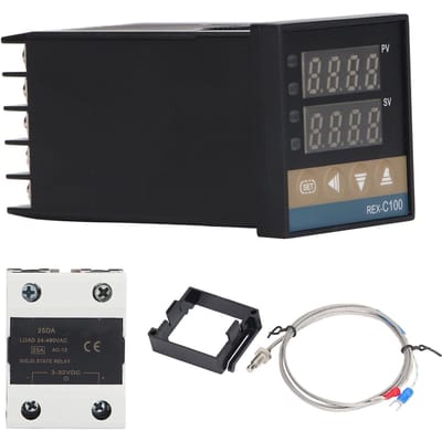 Ensemble de 3 pièces Régulateur de température PID numérique 0‑400 degrés Celsius Régulateur de température Thermocouple Module relais Type 1 gray
