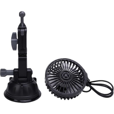 Ventilateur à ventouse USB Silencieux 3 vitesses Réglable à 360 degrés Ventilateur de refroidissement pour Voiture Camion Van SUV Camping-car Bateau Noir Short version black