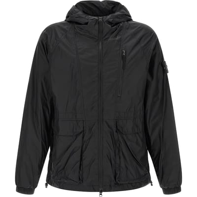 Stone Island Hooded Effen Kleur Volledige Rits Jas Heren jassen L1S154100057S0163V0020 M black