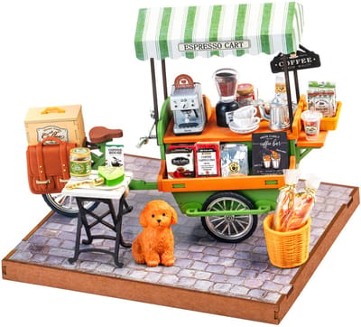 Robotime Aromatic Coffee Cart - Rolife DIY Miniature House Series - DG182 - Miniatuur - Bouwpakket - Cadeautip