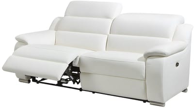 Vente-unique Elektrische 3-zitsrelaxbank ARENA III van leer - Ivoorkleur
