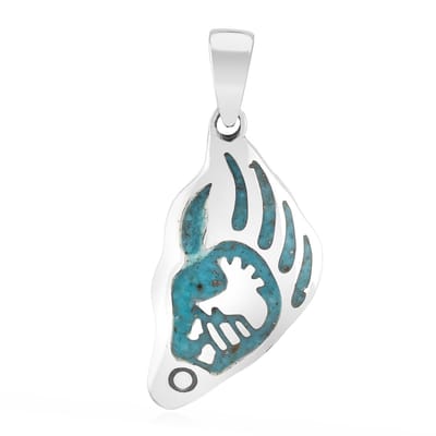 Cavill - Zilveren hanger - 925 Sterling Zilver Geoxideerd - Blauwe Kingman Mohave Turkoois 0,188 ct - Luxe Turkoois Sieraden - Elegant Mozaïek Design
