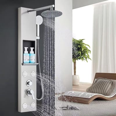 Douchekolom Douchepaneel voor Badkamer Hydromassages 3 Stralen Douchesysteem multifunctioneel Douchepaneel Zilver