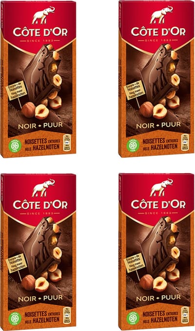Côte d'Or - chocoladetablet - puur hele noten - 180g x 4